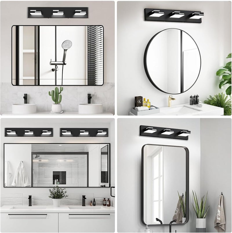 LKHF LED Modern Bathroom Vanity Light Fixtures 3-Light 5CCT Dimmable Matte Black Vanity Lights for Bathroom Lighting Fixtures Over Mirror, with 350° Rotatable Acrylic Heads, 22-inch - Image 3
